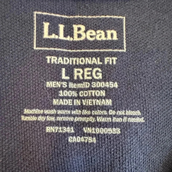 LL Bean Mens Size L Traditional Fit 100% Cotton Polo Shirt Navy Short Sleeve. - Picture 6 of 10